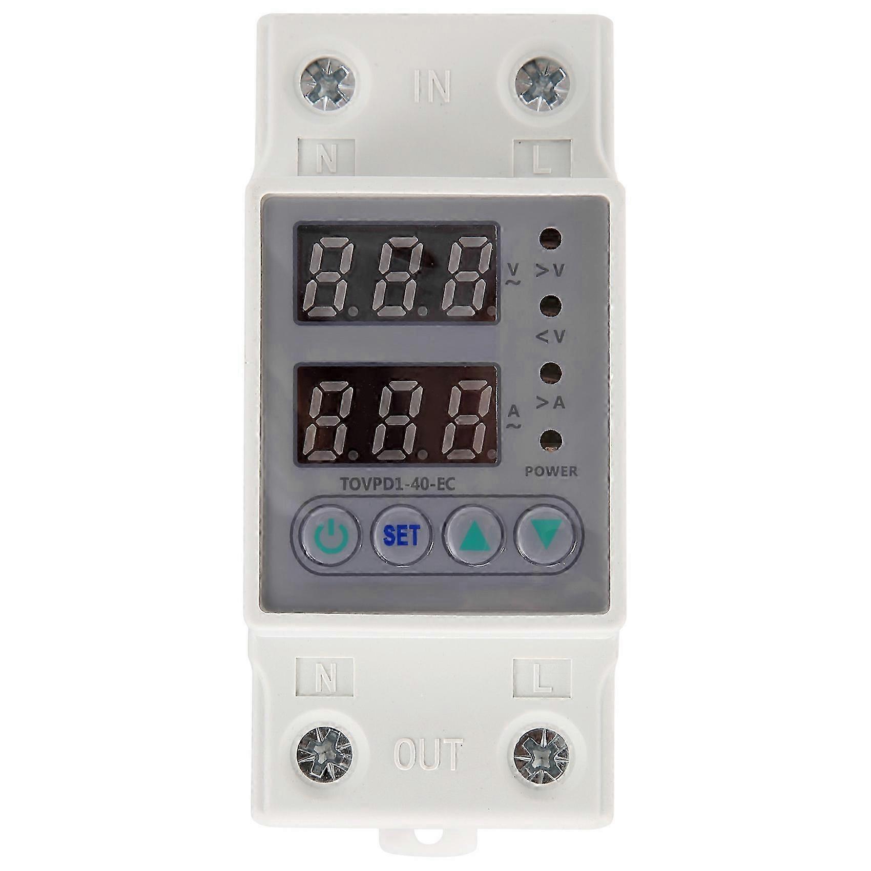 Adjustable Dual Display Din Rail Voltage & Current Protective Device with Over/Under Voltage Protection