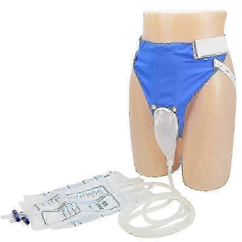 1000ml 2000ml Wearable Urine Bag with Pee Catheter Duct for Elderly Men & Bedridden Urinary Incontinence Patients (Blue/Grey/White)