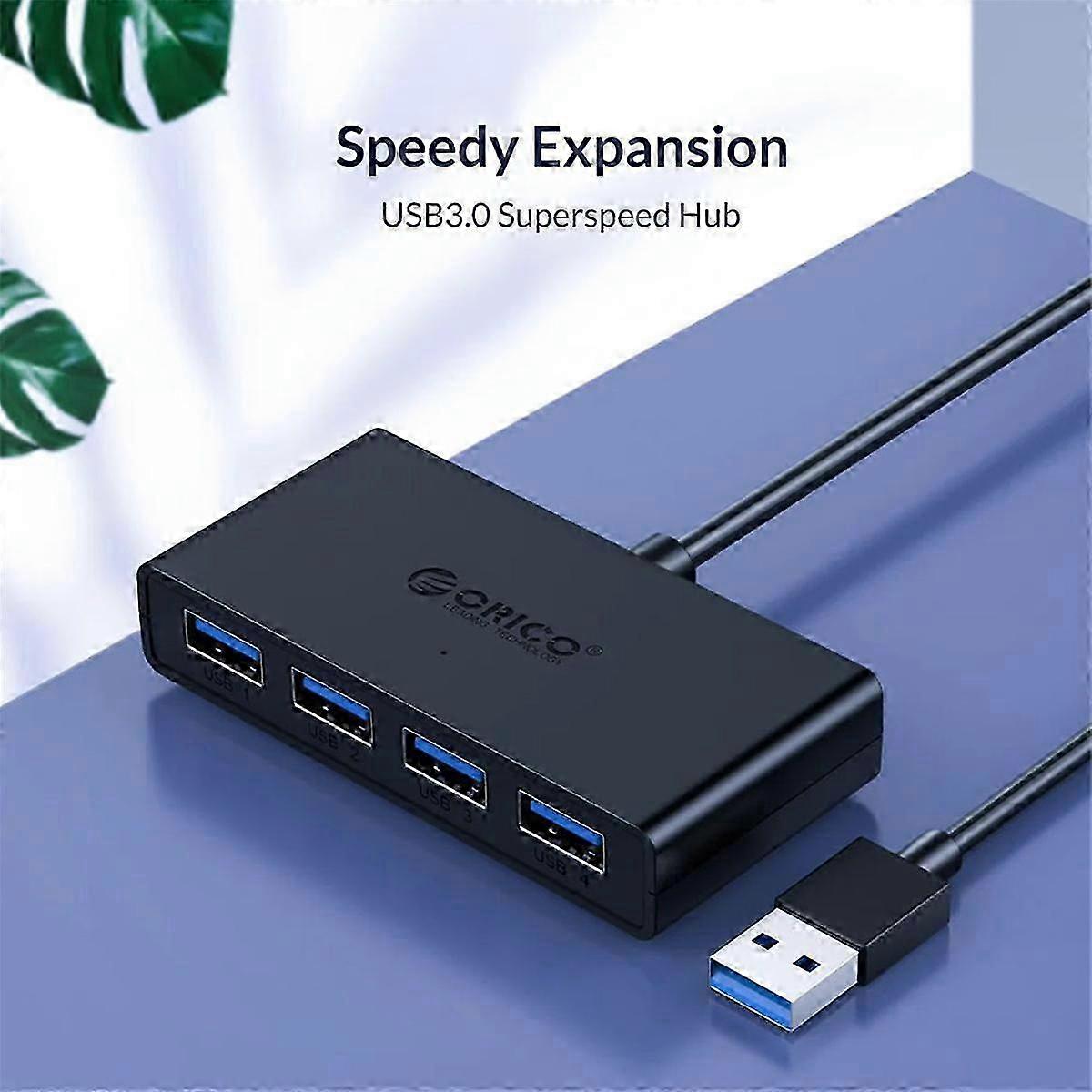 Hub USB 4 Ports Multi USB 3.0 Hub USB Splitter with Power Supply for PC Windows Computer Accessories 100cm