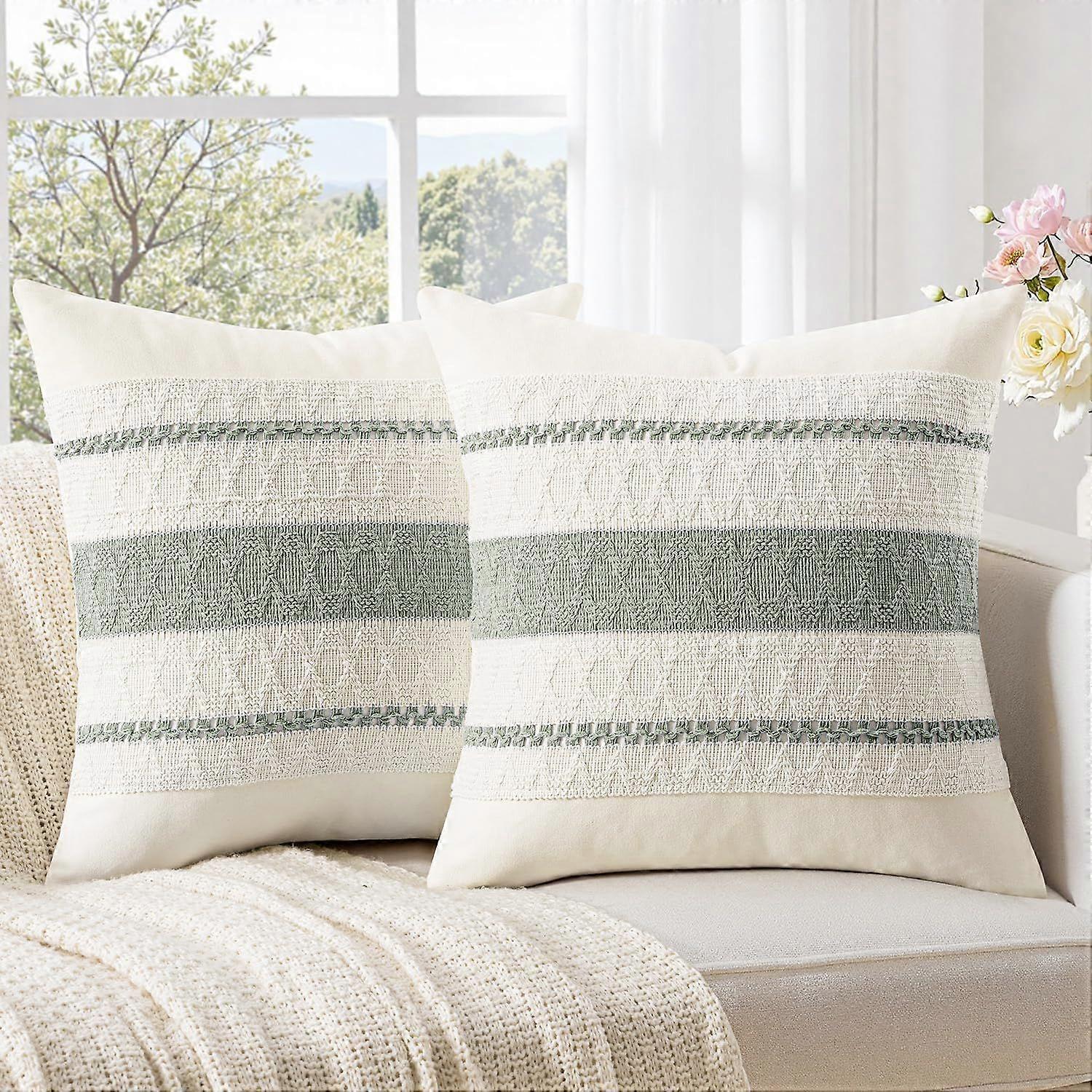 Set of 2 Decorative Pillow Covers Boho Farmhouse Couch Throw Pillows Modern