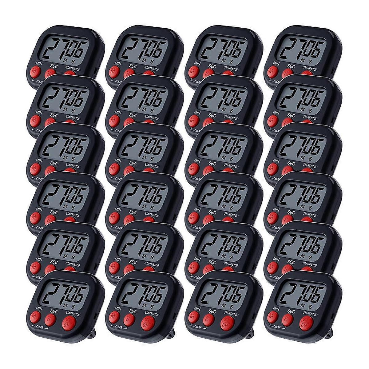 24 Pcs Digital Kitchen Timer Magnetic Back Timer Bulk Large Screen Loud on/Off Switch Minute Second