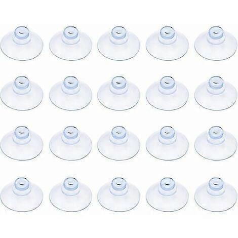 Pack of 20 small transparent plastic suction cups, without hook, 30 mm