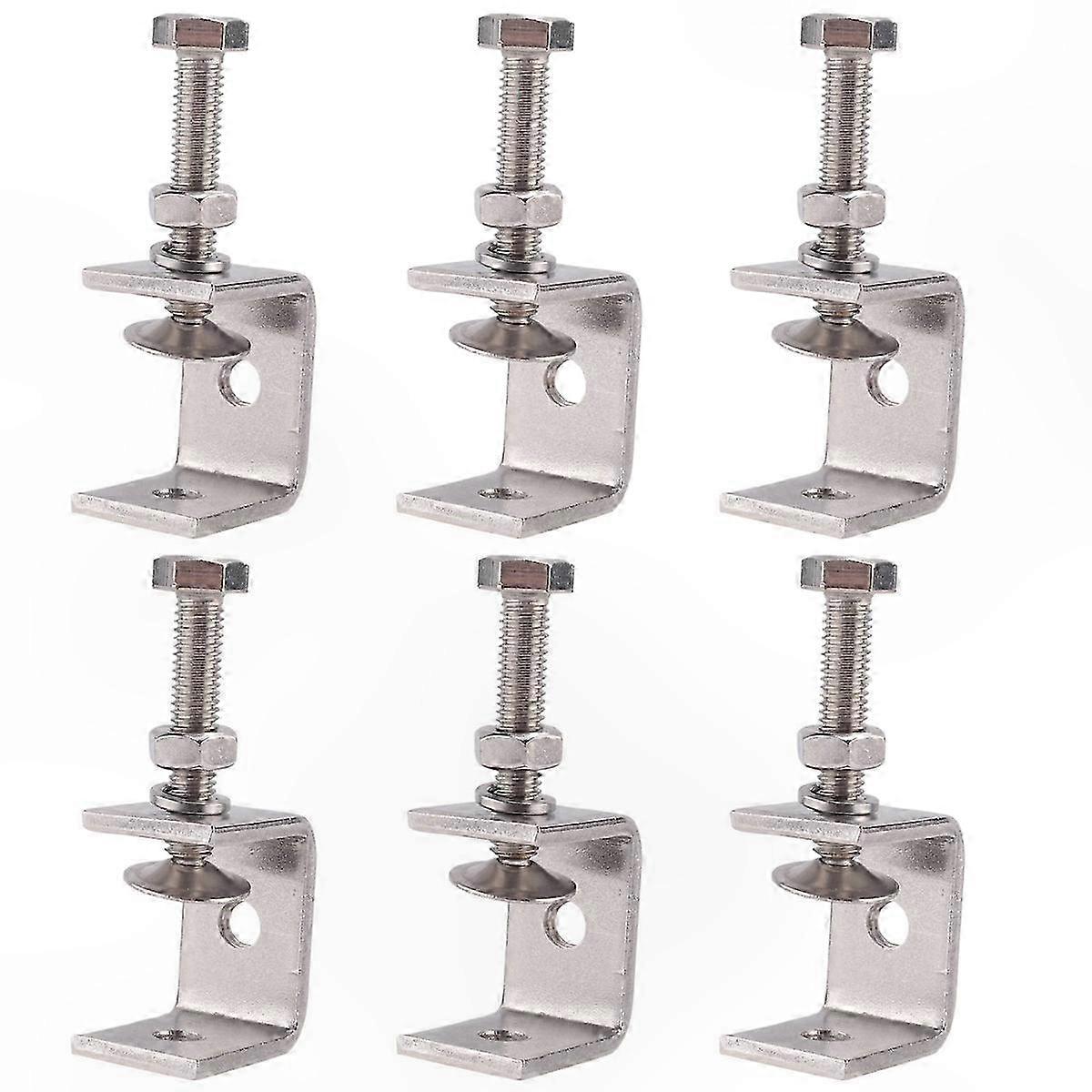 6-Piece Metalworking Clamp Set with Wide Jaw Opening and Protective Features for Desk Mounting U-Shape Design