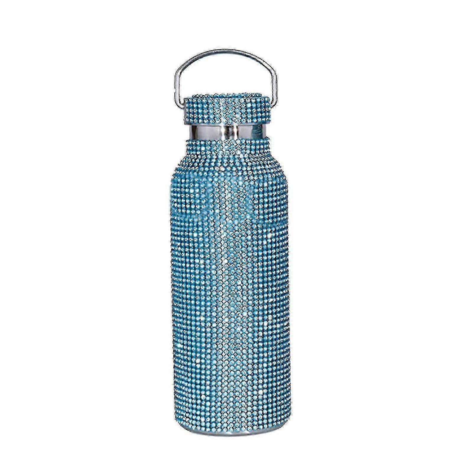 Bouteille d’eau diamant Bling Strass Bouteille thermique en acier inoxydable avec chaîne pour femmes filles cadeau