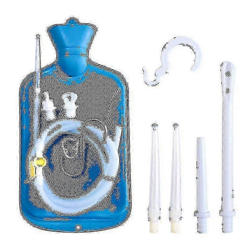 2 L Enema Bag Home Enema Kit med 3 enema tips, 60 tommer lang silikone slange, kontrollerbar vandgennemstrømning