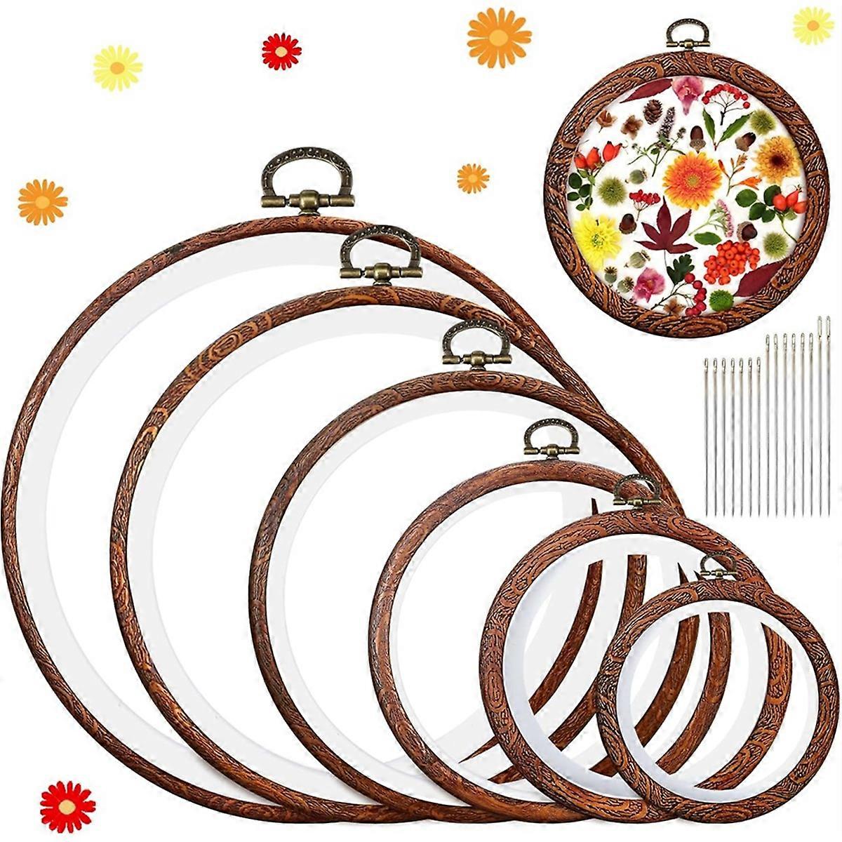 6 Size Imitated Wood Round Embroidery Hoops Frame for Craft Sewing
