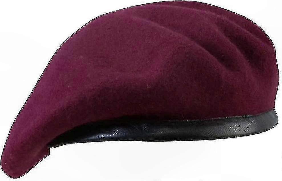 Maroon Red Wool Beret for Men - Military Style Hat Size XS to XL