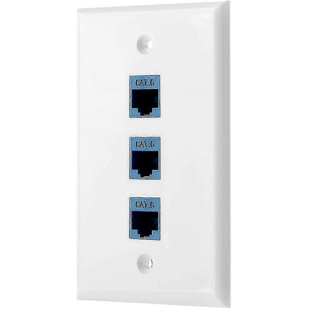 1pack 3-port Ethernet Wall Plate, Rj45 Wall Plate With Rj45 Inline Coupler Insert,cat6 Jack Wall Pl-haoyi