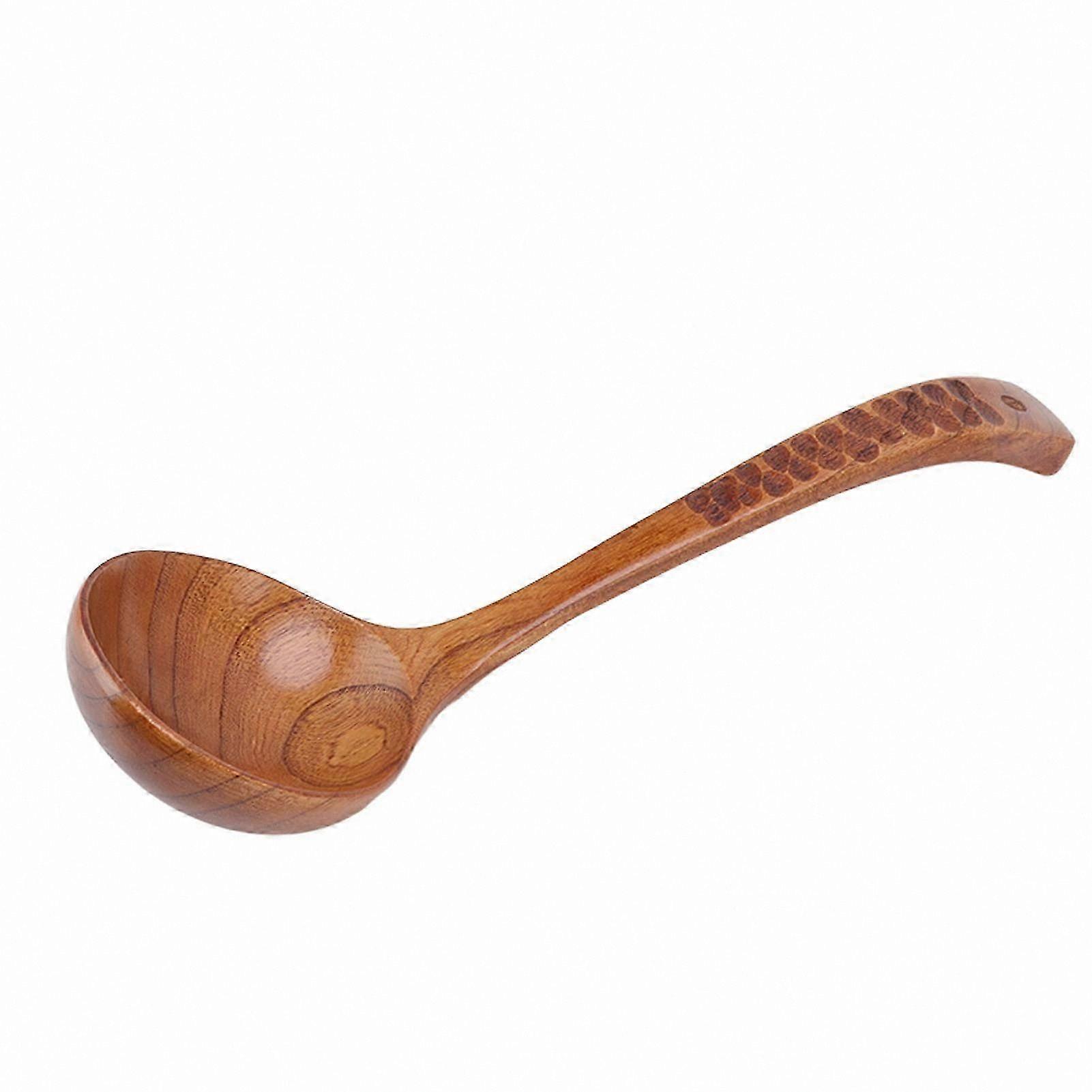 ملعقة شوربة خشبية كبيرة بمقبض منحني طويل للطبخ واستخدام المطبخ من النوع 2
