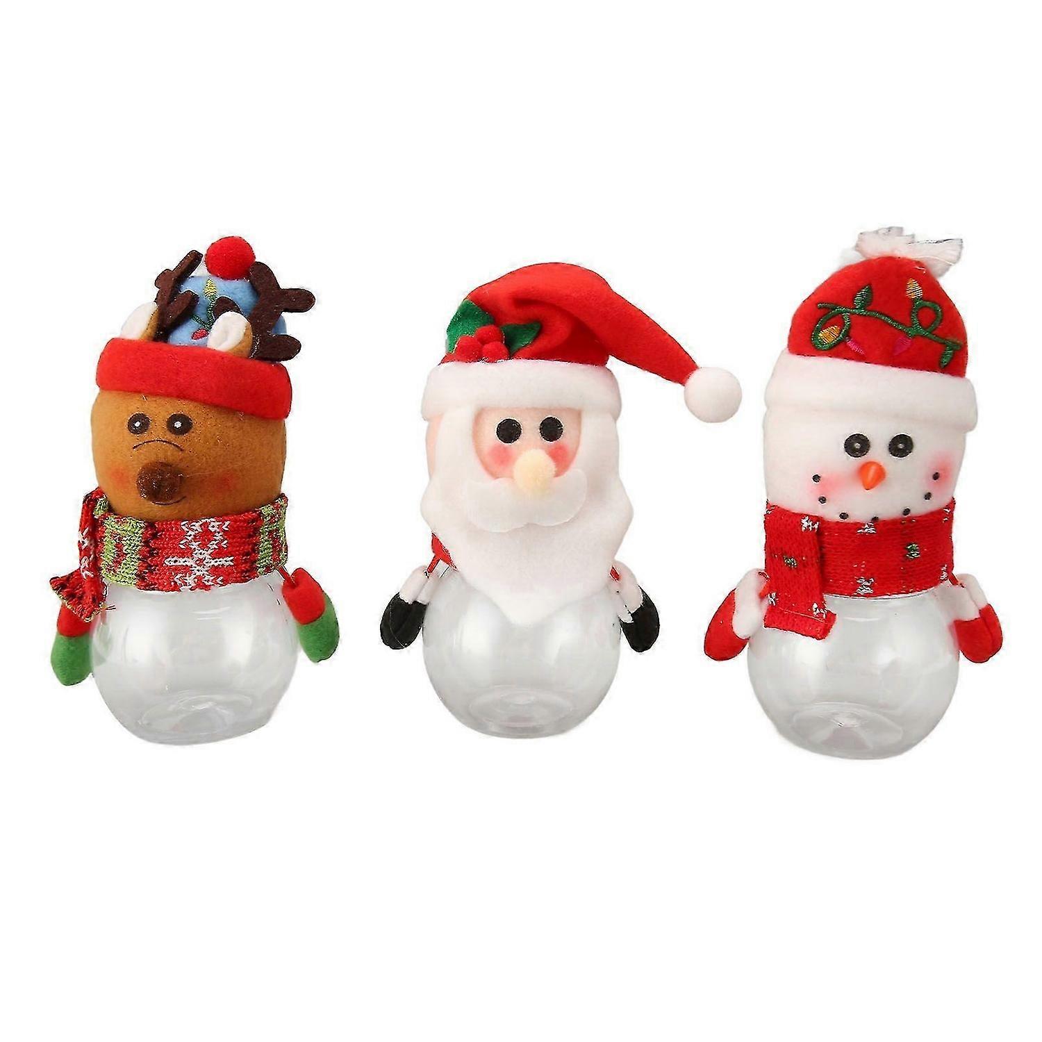 2025 Latest Model 3pcs Christmas Candy Jars Transparent Clear Plastic