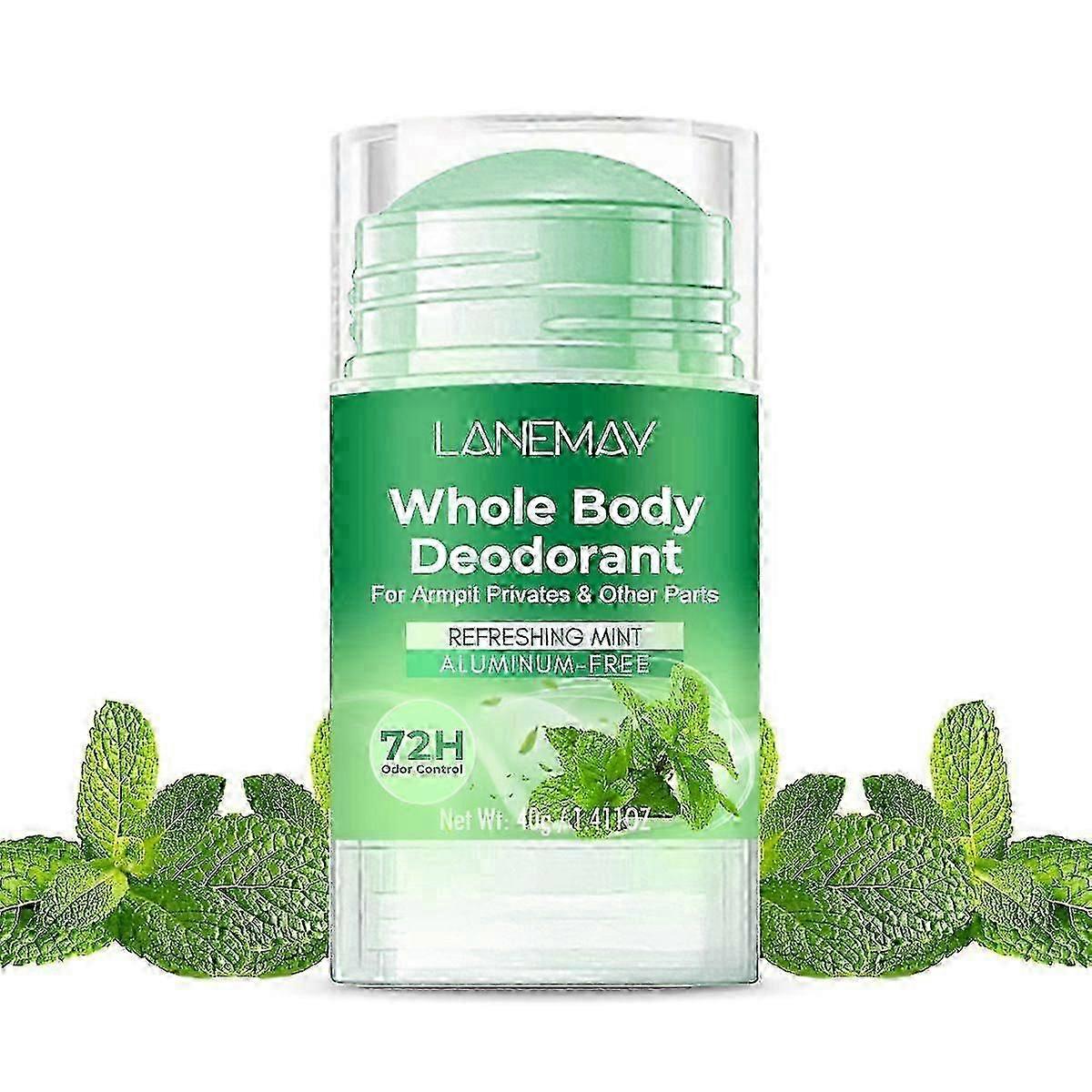 Refreshing Mint Deodorant Stick for Women and Men, Full-Body Moisturizing Armpit Deodorant Cream, 72h Odor Control, Aluminum-Free
