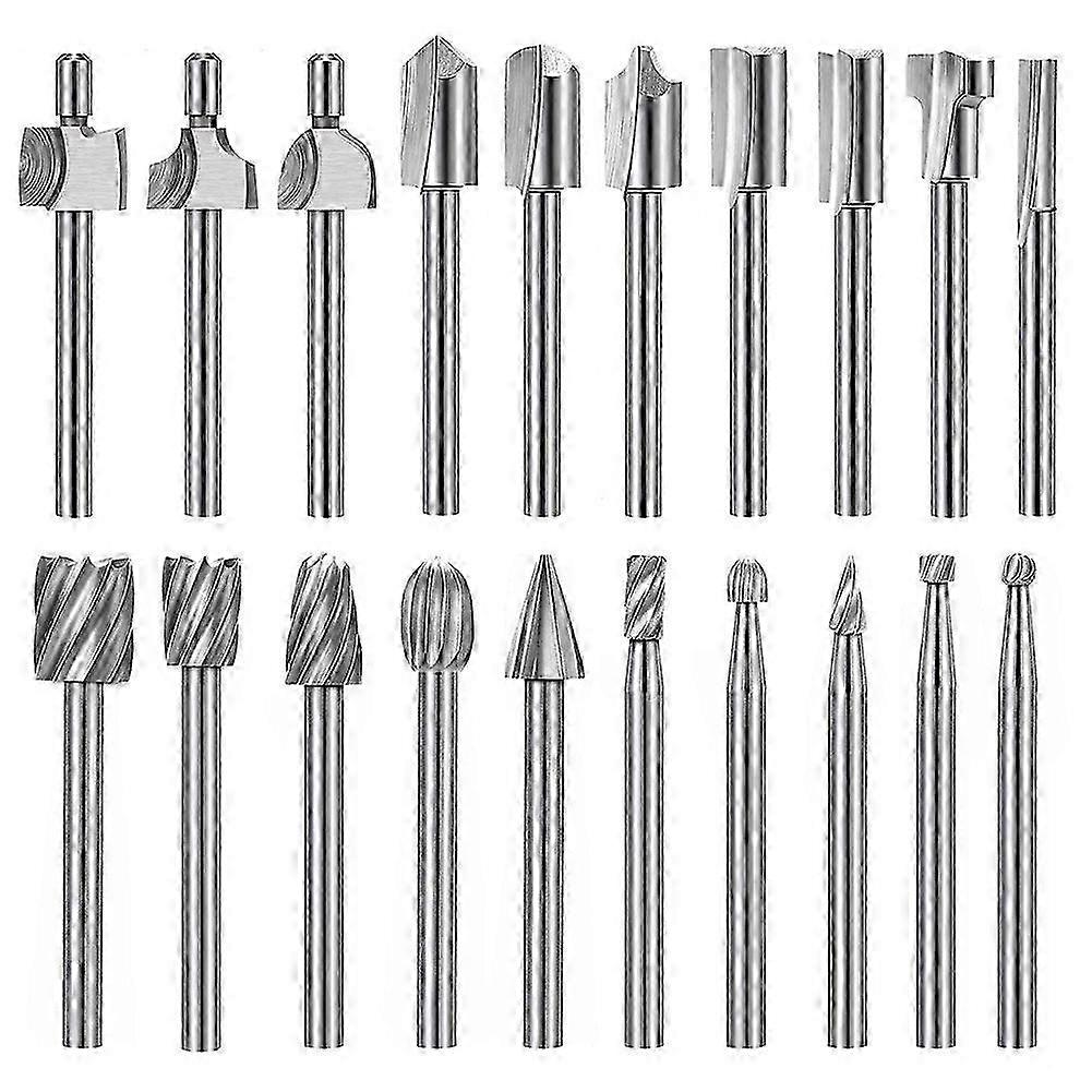 20-Piece High-Speed Steel Engraving Cutters with 1/8 Inch Shank Suitable for Dremel Wen Apollo Tools