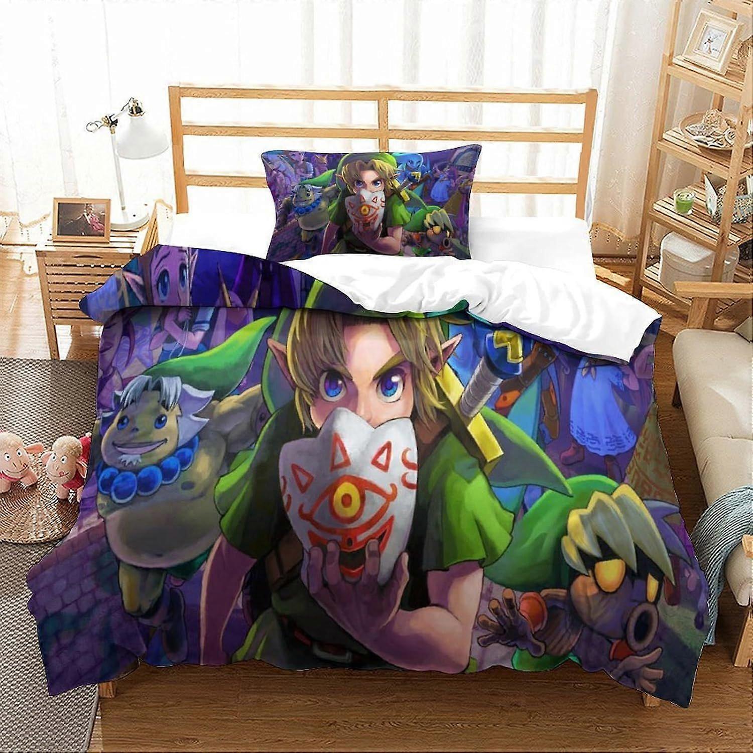 Yingd 3D Zelda Housse de couette pour enfants Jeune Adulte Housse de couette Double taille Ensemble