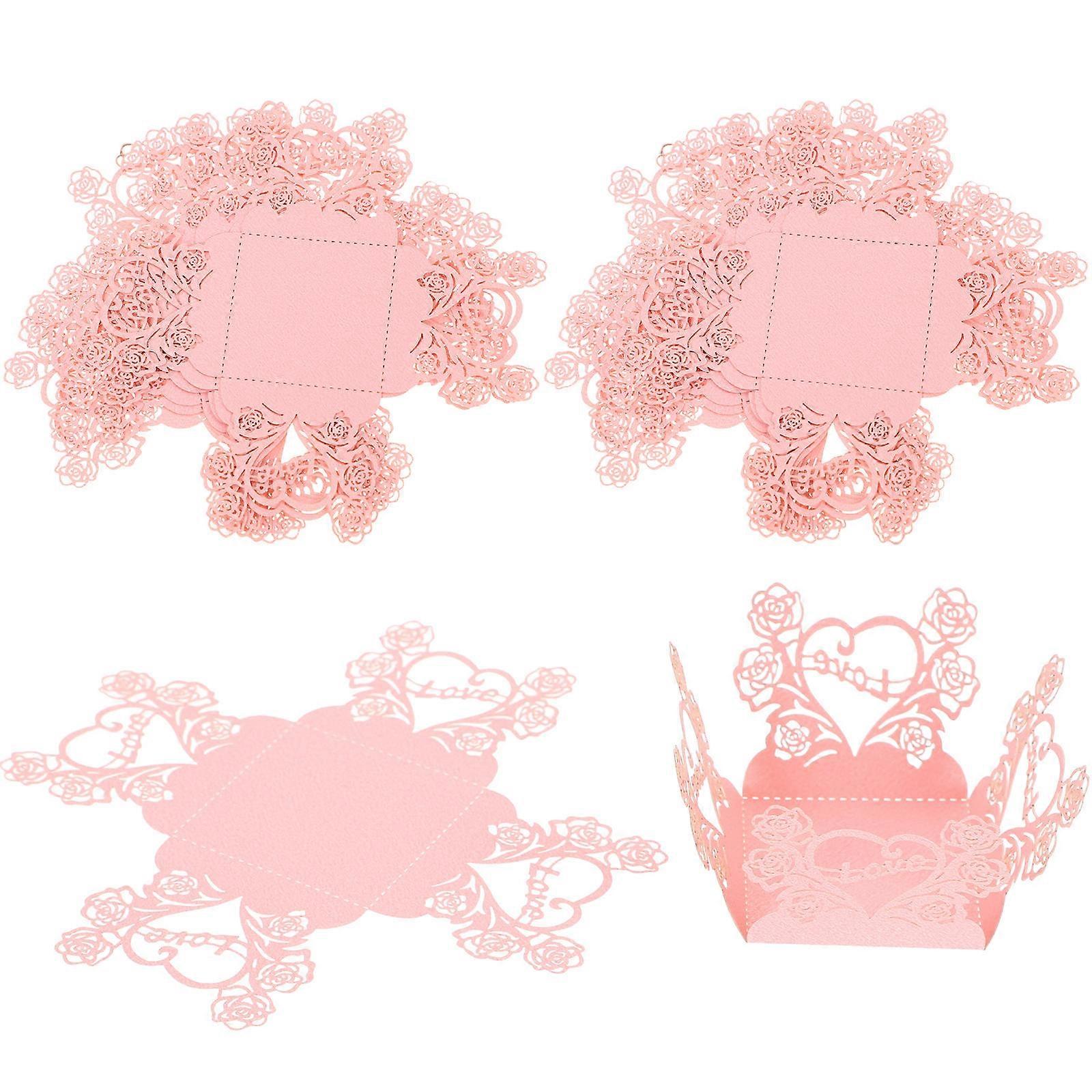 Candy Cups Paper Candy Cups Wedding Party Occasion Pink Paper Material Hollow-Out Design 50Pcs