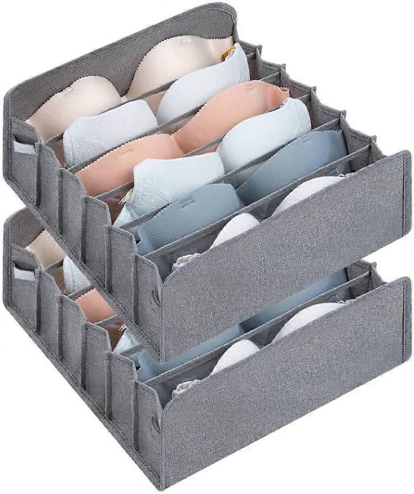 Bra Closet Organizer Divider Storage Box Compartment Grey 2PCS