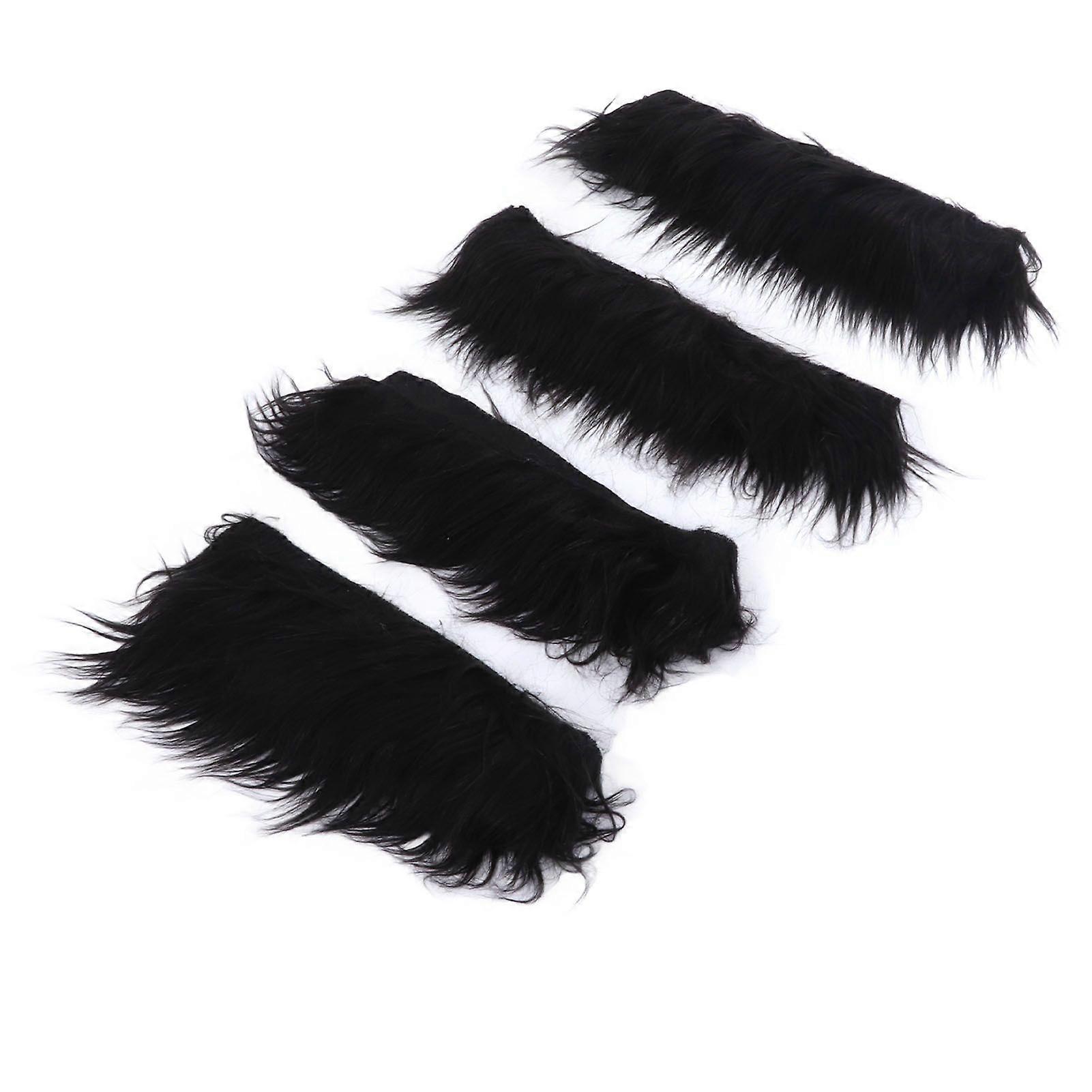 4pcs Faux Fur Fabric 2x60in Pure Color Soft Comfortable Washable Fluffy Black Faux Fur for Tabletop Christmas Tree