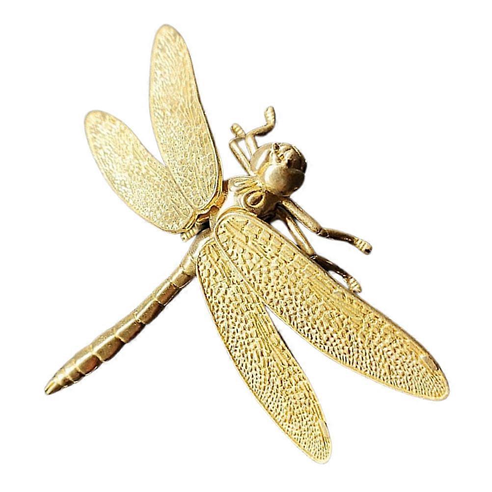 Golden Brass Dragonfly Figurine for Decoration 3Pcs Mini Statue