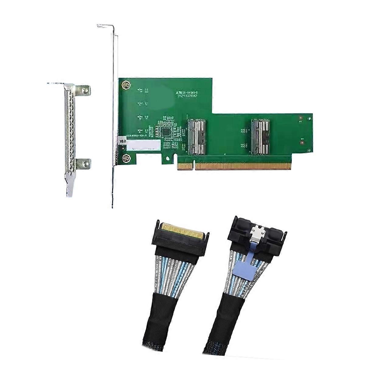 MCIO Split Card PCIe 5.0 8x16x to 2xMCIO8I Baseboard 6PIN for GPU Graphics Card Expansion with MCIO