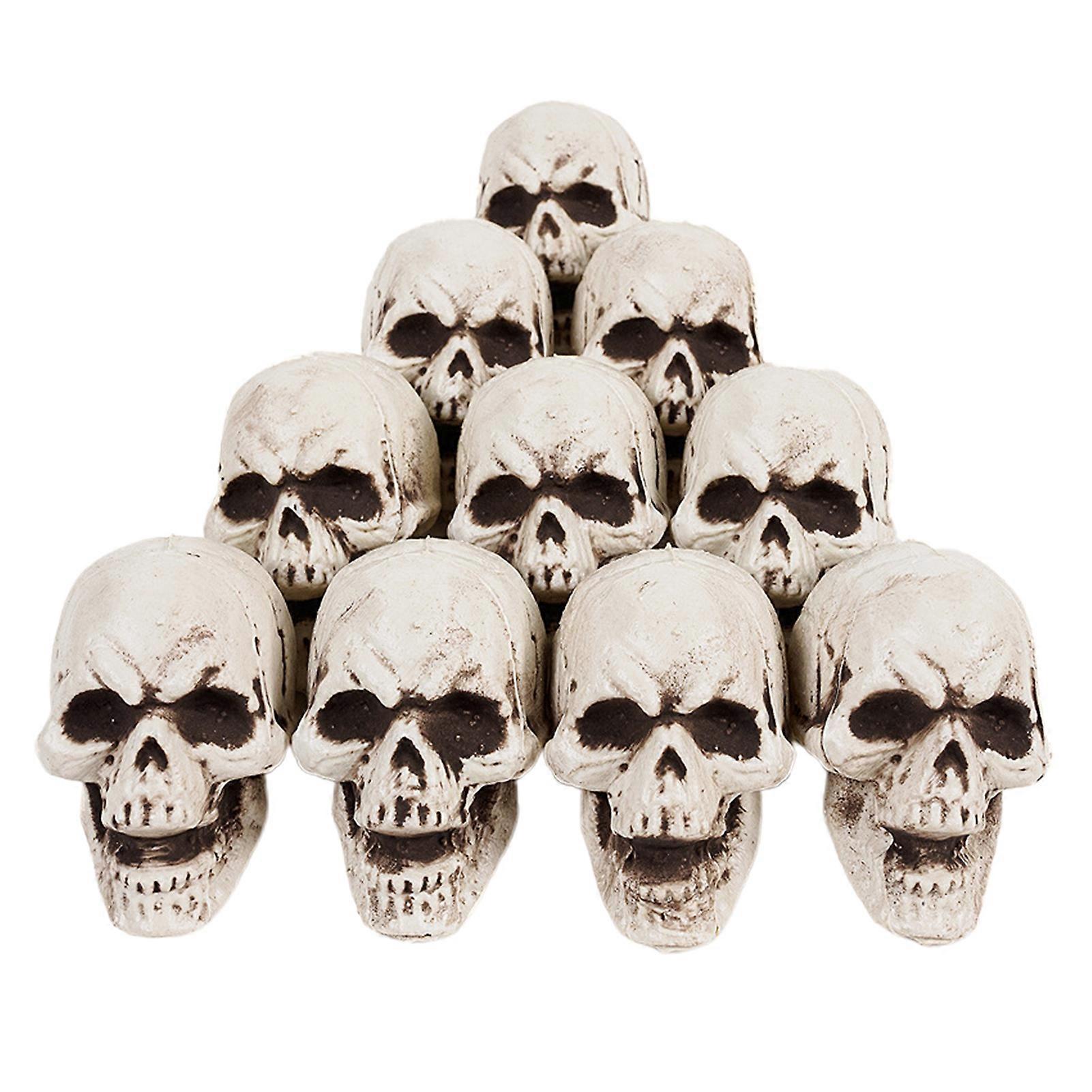 10Pcs Halloween Skeleton Decor Mini Skulls for Party Realistic Skull Props Thrilling Table Decoration
