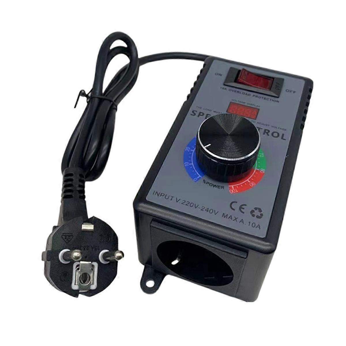 AC Motor Speed Controller 220V AC EU Input Variable Fan Speed Regulator with Overload Protection,EU