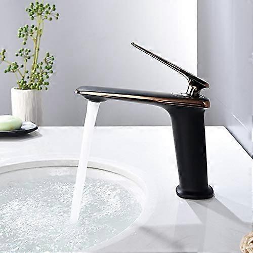 Faucet White And Gold Brass Bathroom Sink Faucet, SingleHandle DeckMounted, Hot And Cold Mixer Water Tap