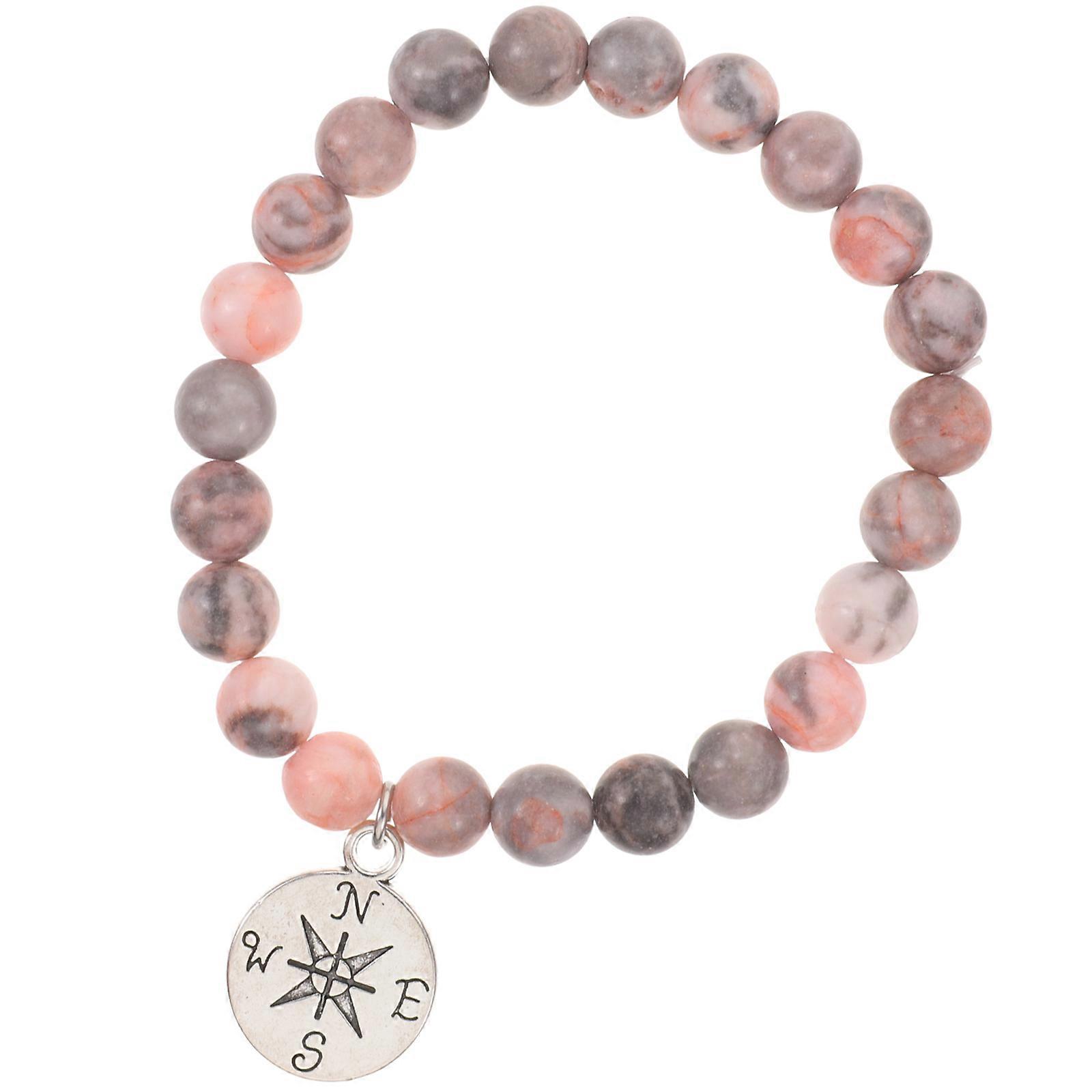 Compass Bracelet Closure Hand Chain for Casual Occasions Pink Agate Decorative 1Set