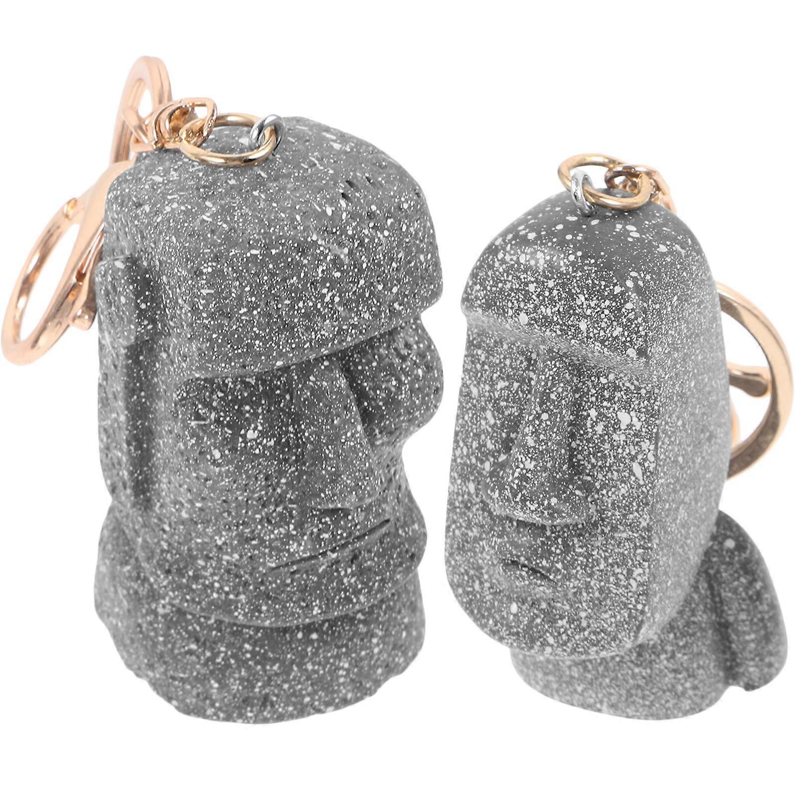 Miniature Statue Island Head Pendant Unique Keychain Accessory For Daily Use And Gift Giving 6Pcs