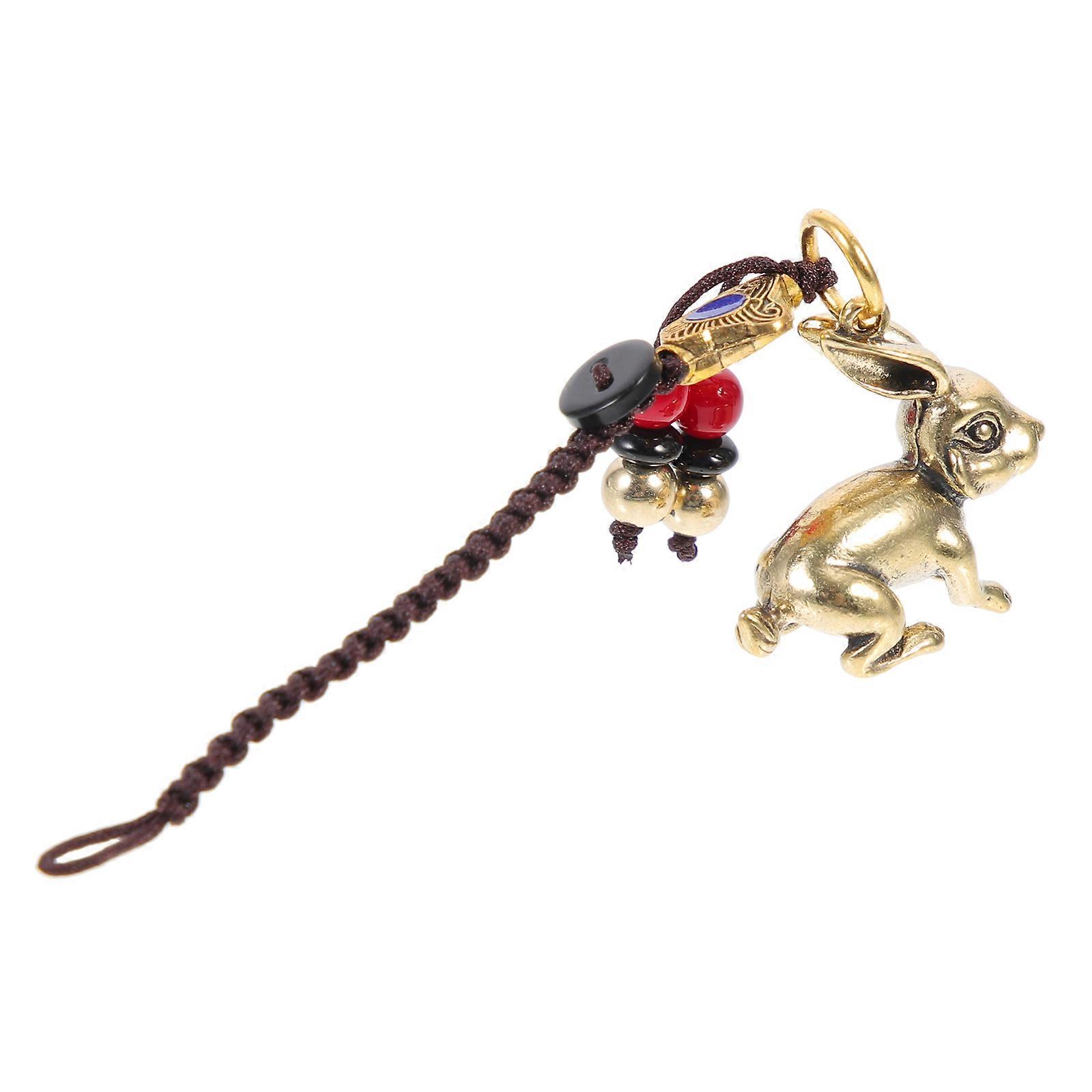 Rabbit Key Chain Pendant for Decor 2Pcs Brass Bag Hanging Decoration