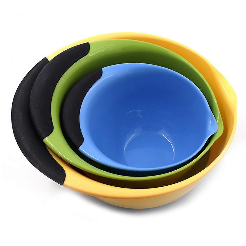 3Pcs Kitchen Mixing Bowls Set Assorted Color Ideal For Serving Food Home Kitchen Thickened Base
