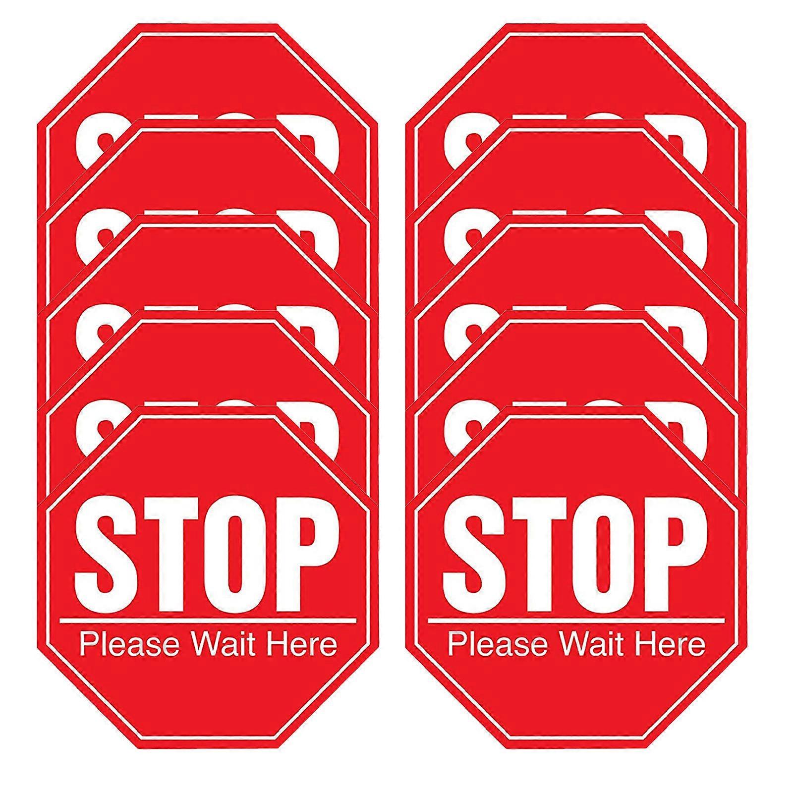 Stop Please Wait Here Sign Public Safety Distance Warning 30Pcs