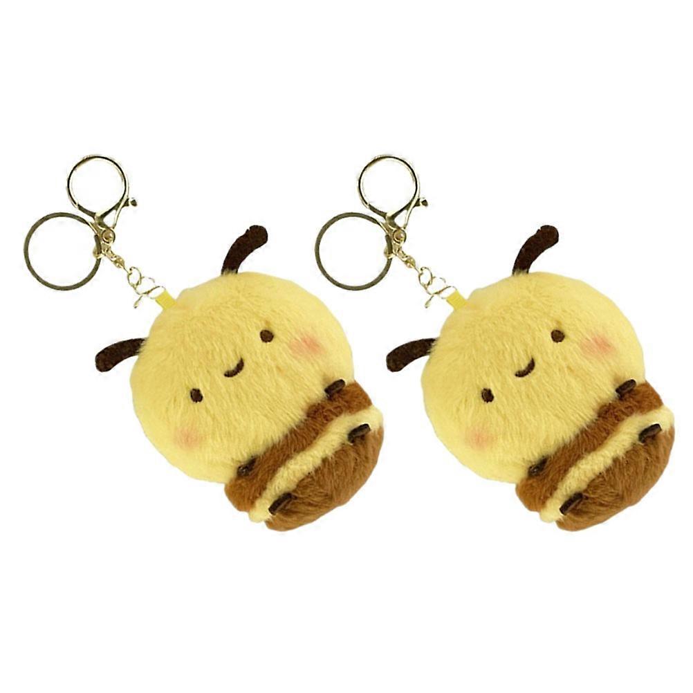 Yellow Plush Bee Keychain Charming Toy 3Pcs for Party Decoration