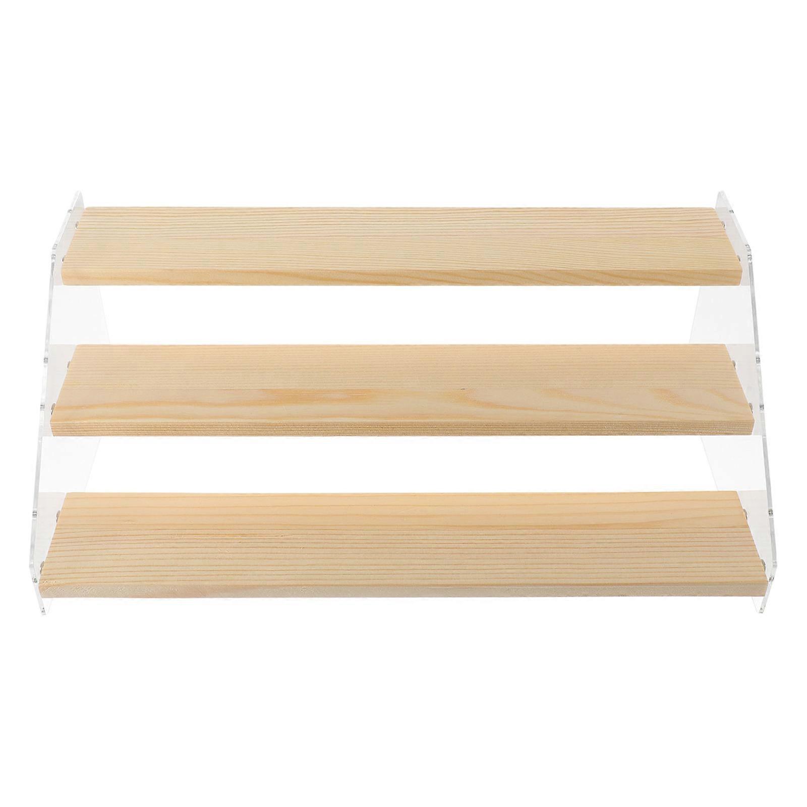 Desktop Wooden Riser Display Stand for Storage 3Pcs Tiered Display Rack