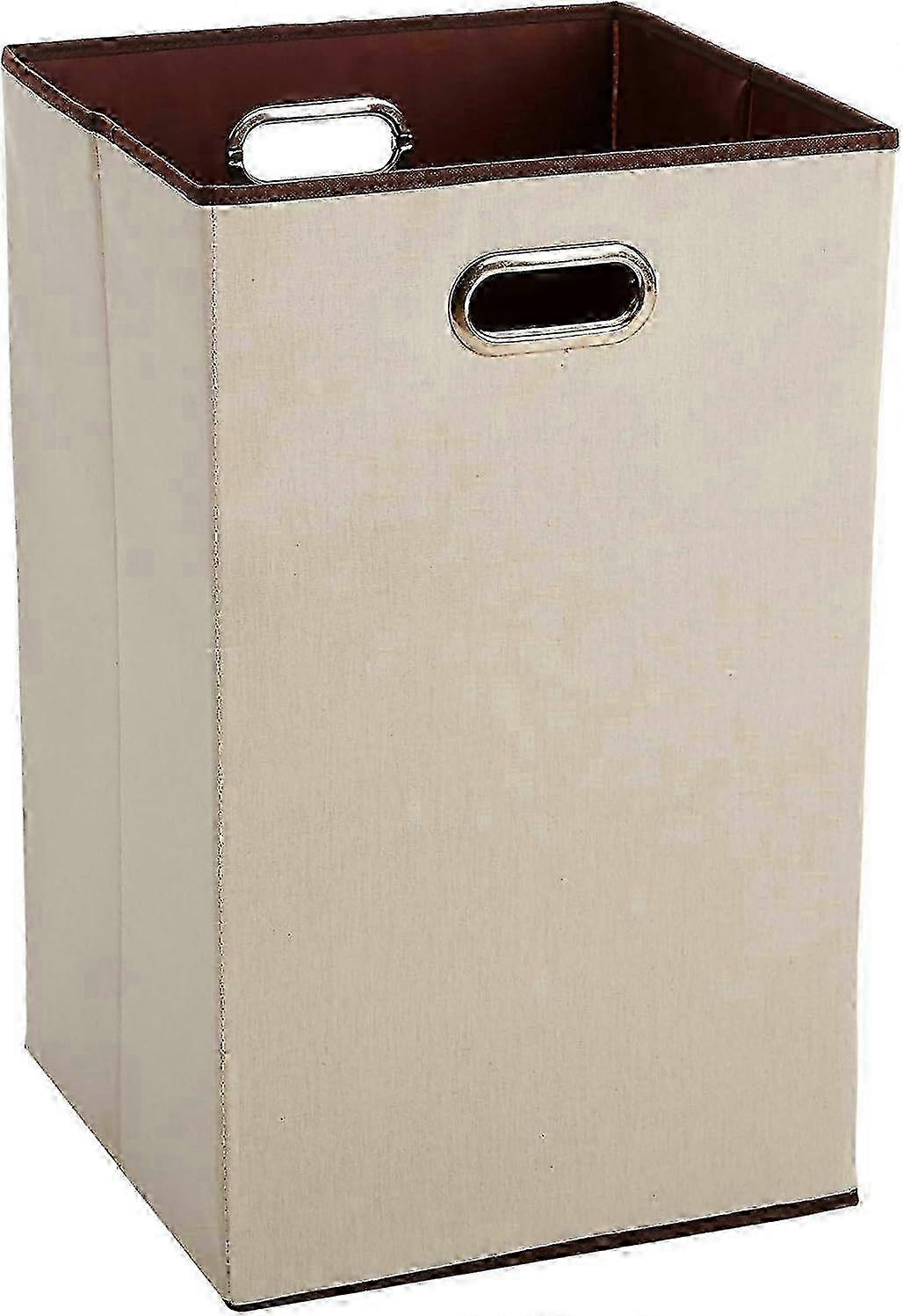 Beige Foldable Rectangular Storage Basket for Clothes and Laundry