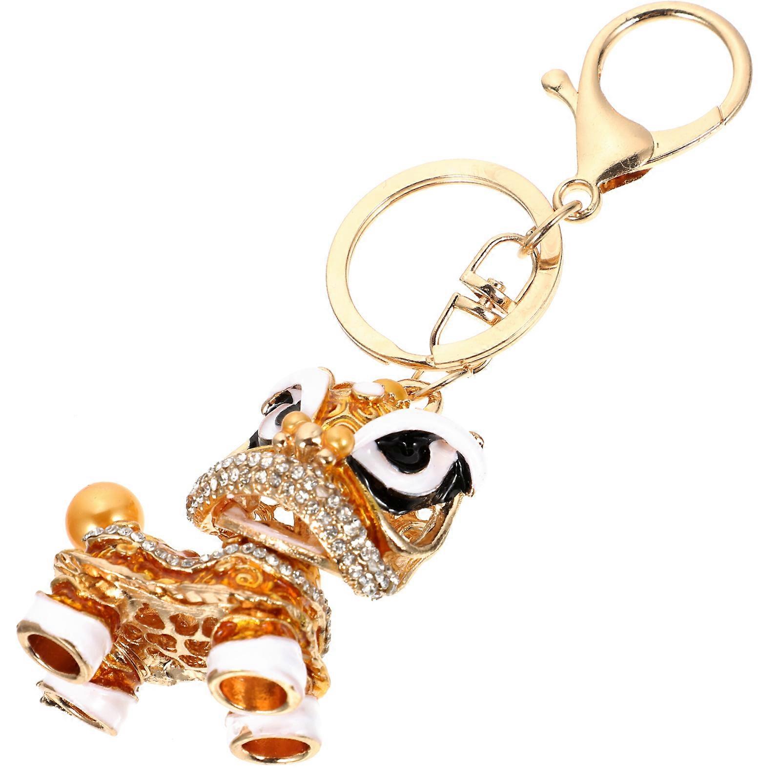 Chinese Lion Shape Keychain 2Pcs Suitable For Daily Use Baggage Decoration 2.36X1.57X1.18in Lightweight Craftsmanship