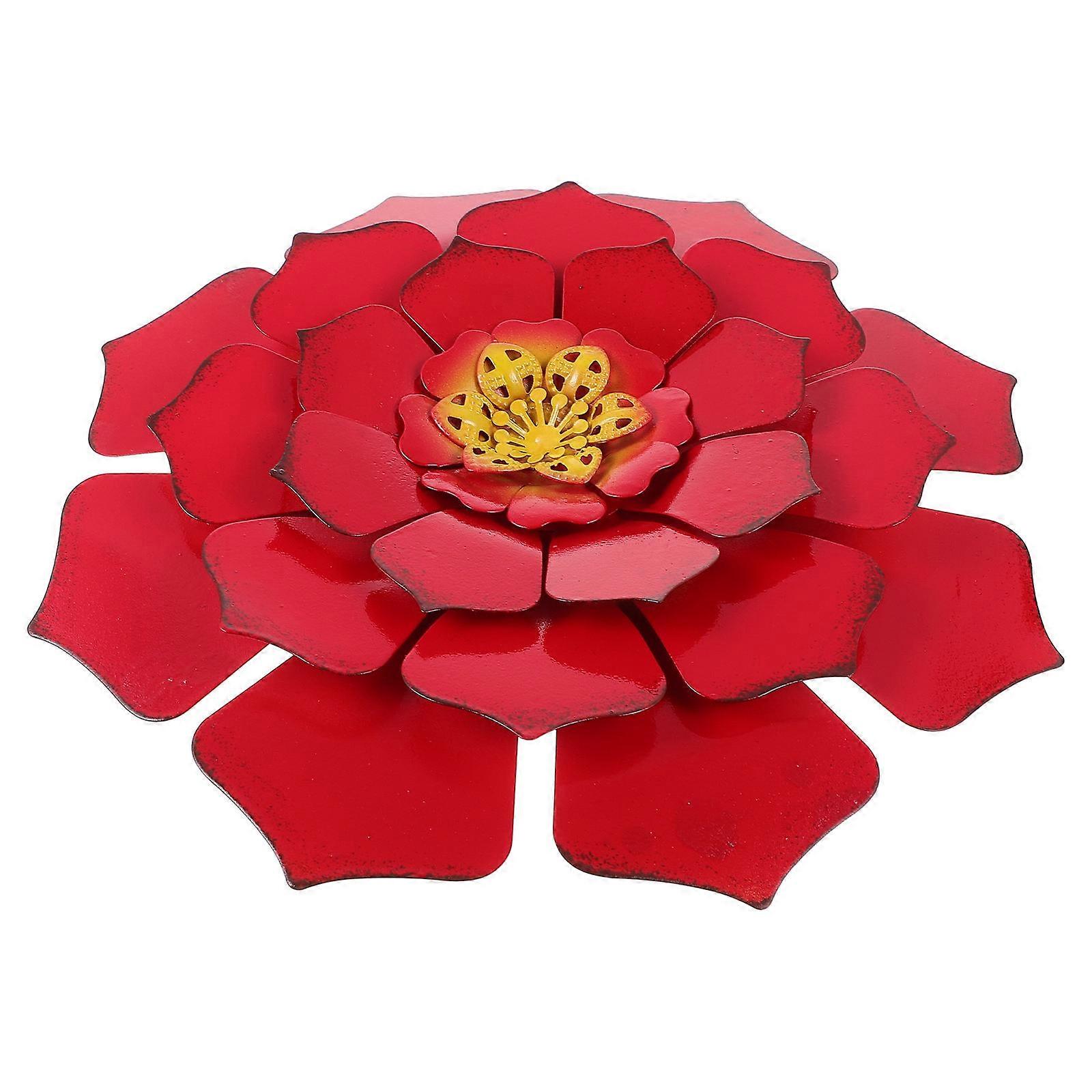 Red Iron Flower Pendant for Wall Decor 2Pcs Creative Hanging Ornaments
