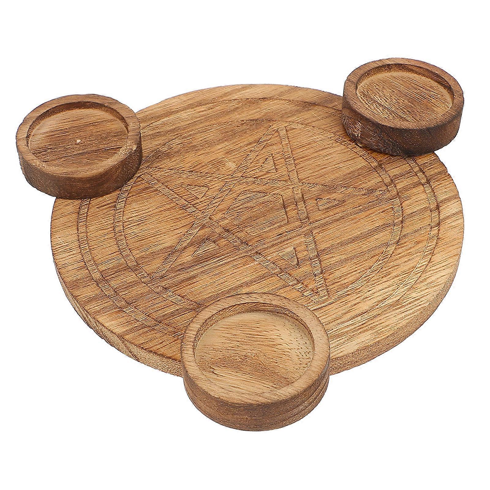 Pentagram Wood Candlestick for Decor 2Pcs Table Pentacle Candle Holder