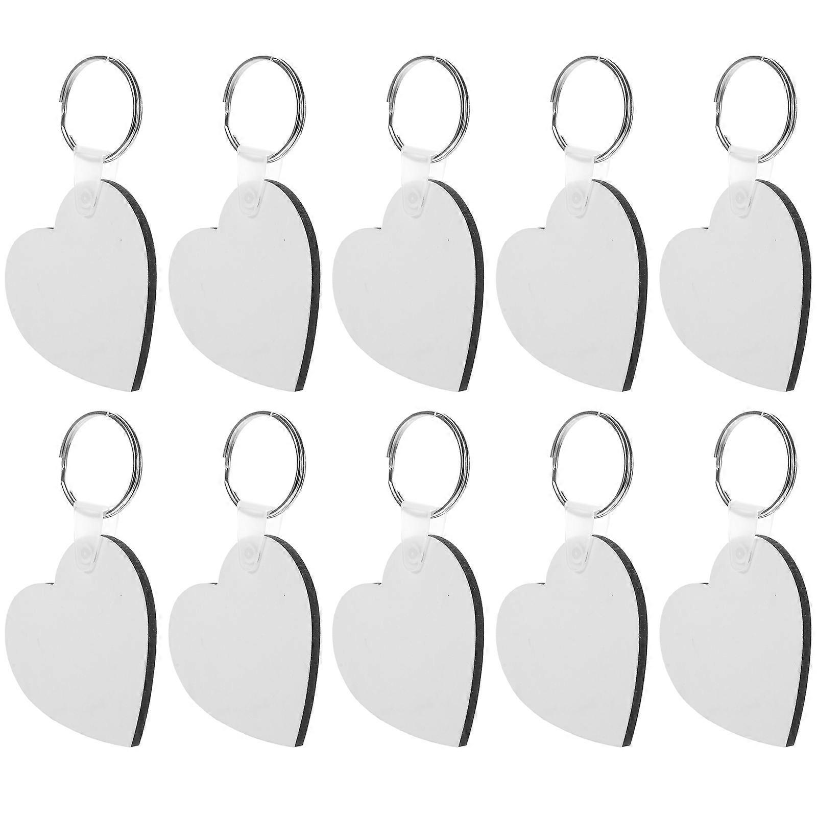 Sublimation Keychain Blanks 30 Pcs DIY Keychain Projects Crafts White Color Durable Density Board And Metal Key Chain Blanks