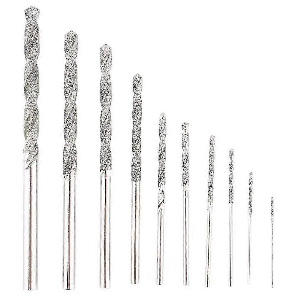 10 Pieces Diamond Drill Bits Set Twist Diamond Tip Drill Bit Heavy Duty Mini Diamond Drill Bit Set
