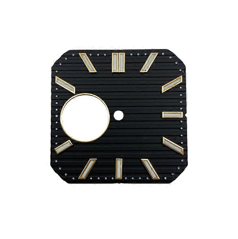 Watch Dial with Green Luminous Skeletonized Square Face 27.5mm Diameter Suitable for NH38 Movement(Black Dial Gold Hands)