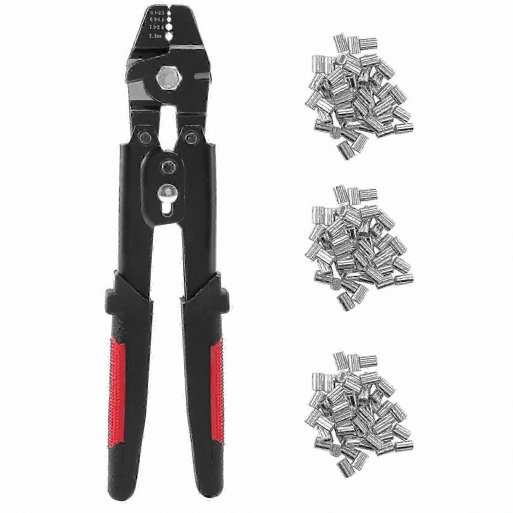 Crimping Tool Kit for Wire Rope, Swager Pliers with Sleeves, Fishing Wire Cutter and Crimper