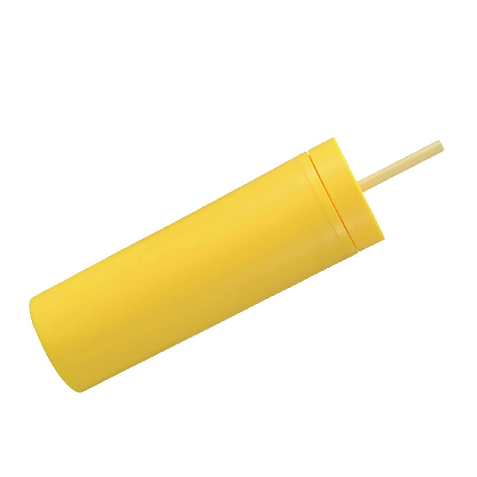 460ml Yellow Double Layer Sports Water Bottle with Straw Lid
