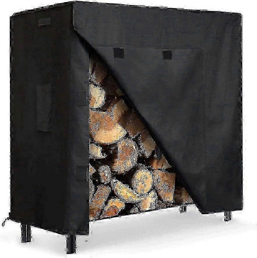 Support à bûches de 1,2 m avec couvercle, support à bûches d'extérieur en acier robuste pour le rangement de la terrasse