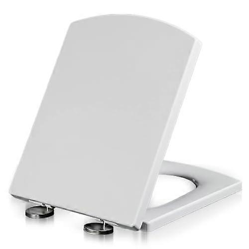 White Soft Close Toilet Seats Rectangle PP Toilet Seat  Fix Adjustable Hinges Quick Release Square Lid