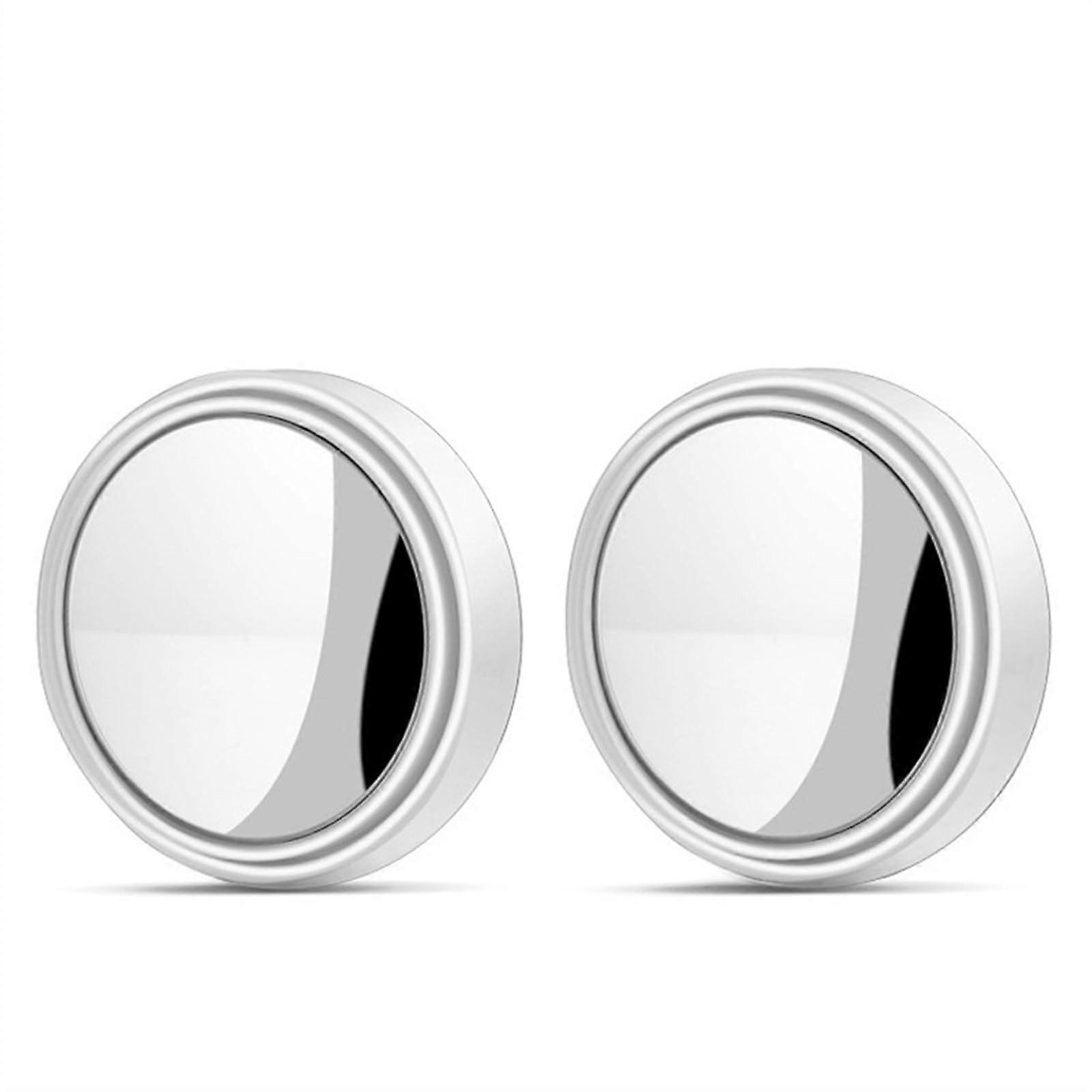 Glass For Car Mirrors Suction Cup Mount 360 Degree Rotating Wide Angle Rearview Blind Spot Mirror Round White 2 Pcs
