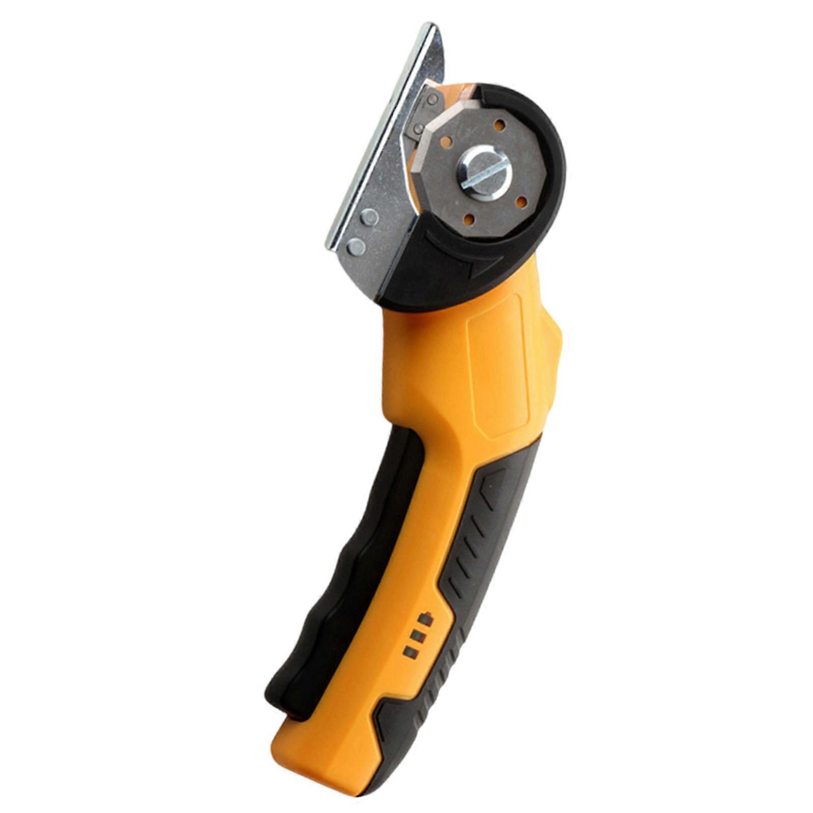 Cordless Electric Fabric Scissors Powered Cloth Cutting Machine For Fast Textile Trimming With Safety Guard  Yellow