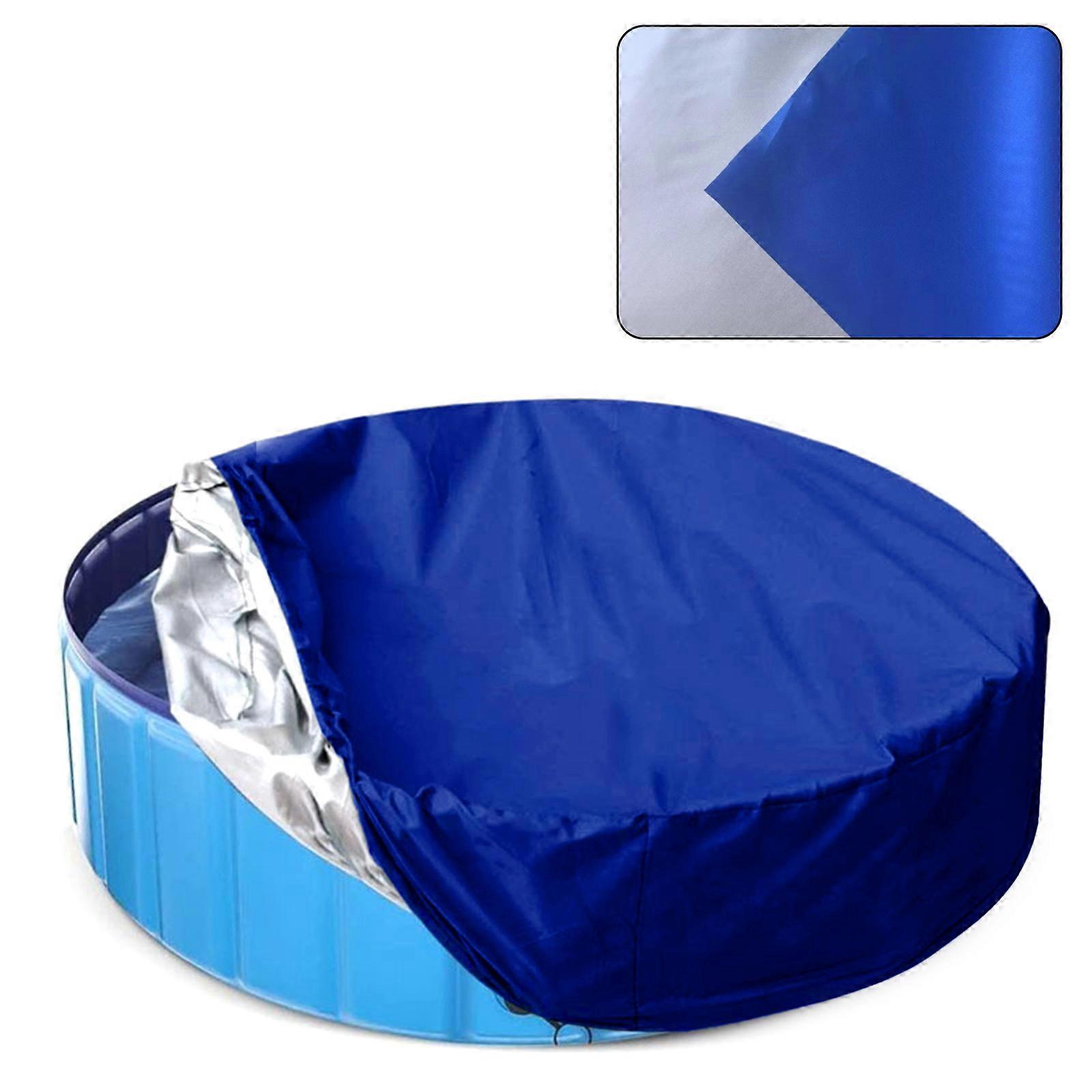 10FT Round Spa Pool Cover Block Waterproof Dustproof Oxford Cloth Outdoor Bath Swimming Pool Leaf Net Accessories  Blue