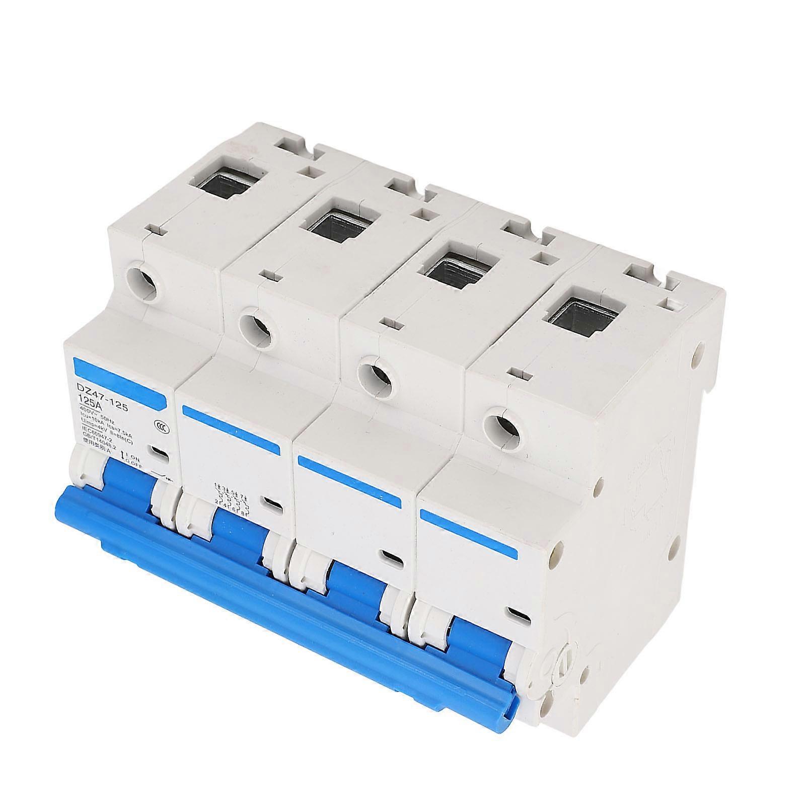 125A 4P Miniature Circuit Breaker 400V Air Switch PC Flame Retardant Overload Guard Manual Transfer Switch for Home Residential