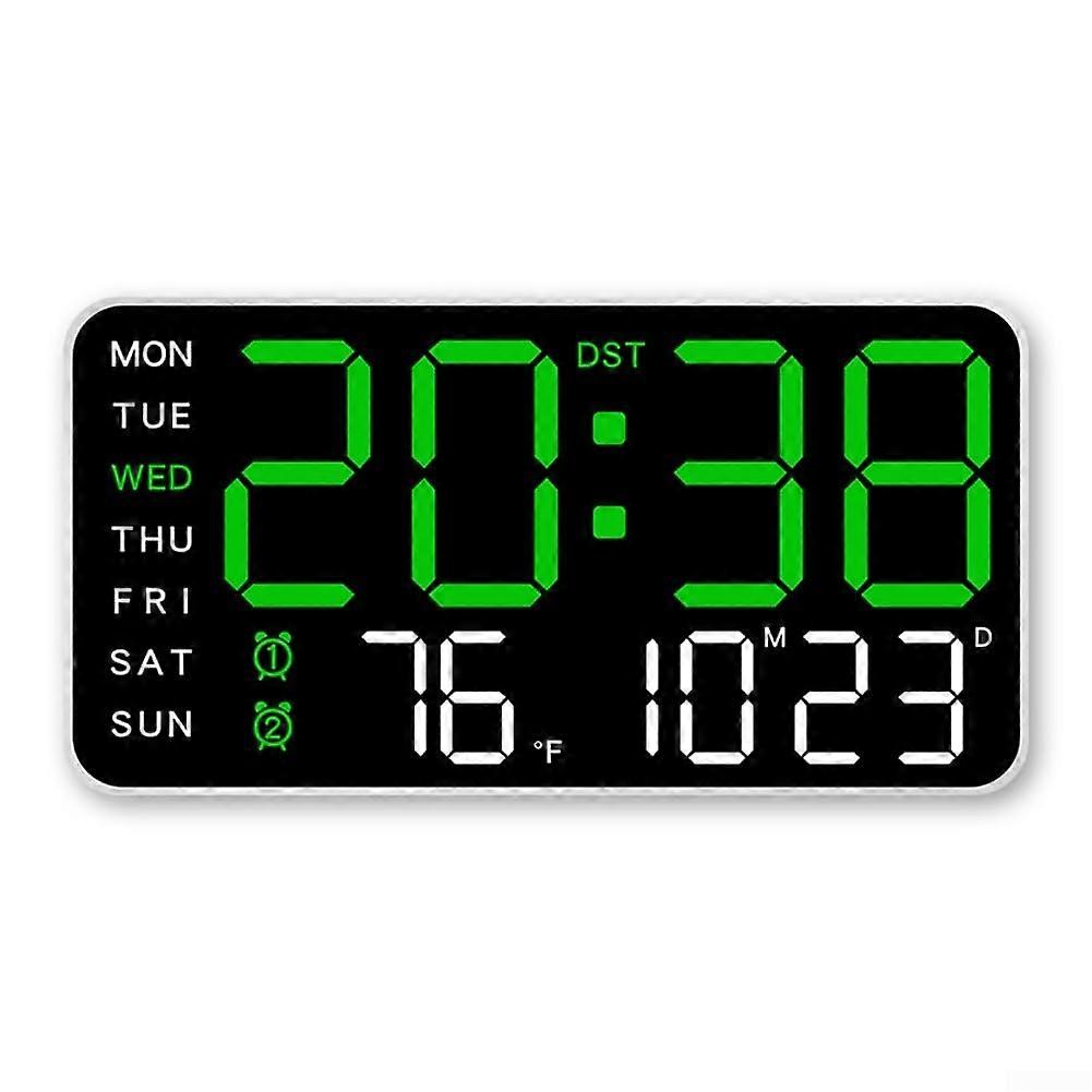 Digital Wall Clock Temperature Display USB Powered, Big Digits, Date And Day, 5 Brightness Levels, Battery Backup (A)