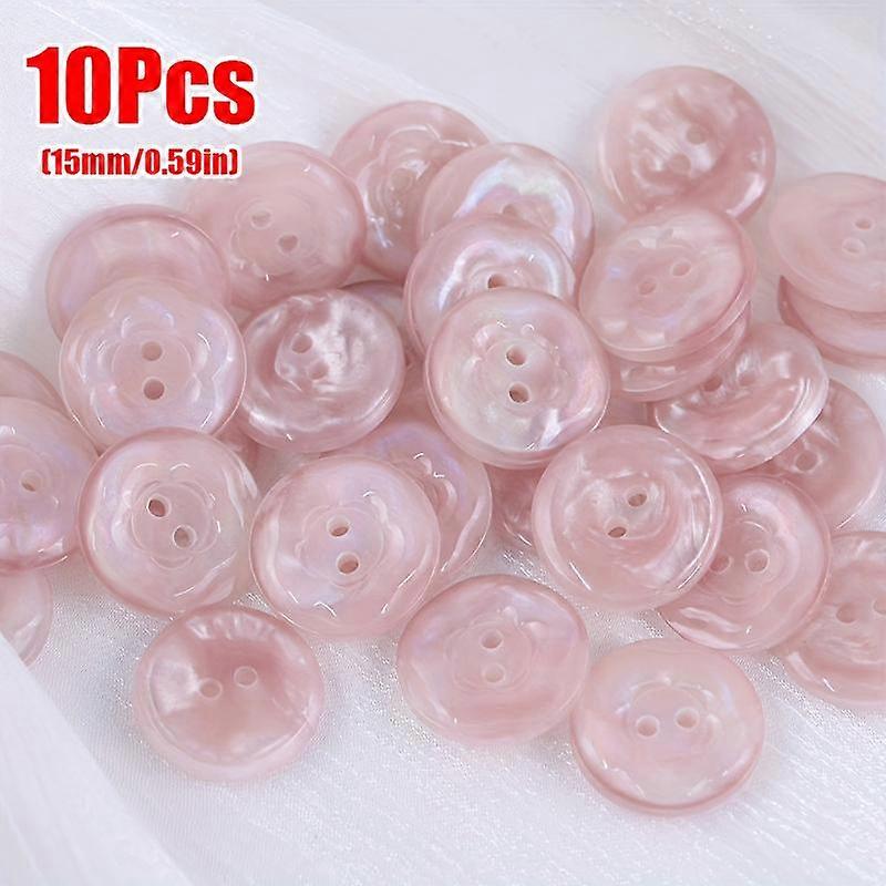 10PCS Colorful Pearlized Button Casual Knitwear for Girls/Boys Multicolored Shell-Like Buttons Round Floral 11.5MM/15MM
