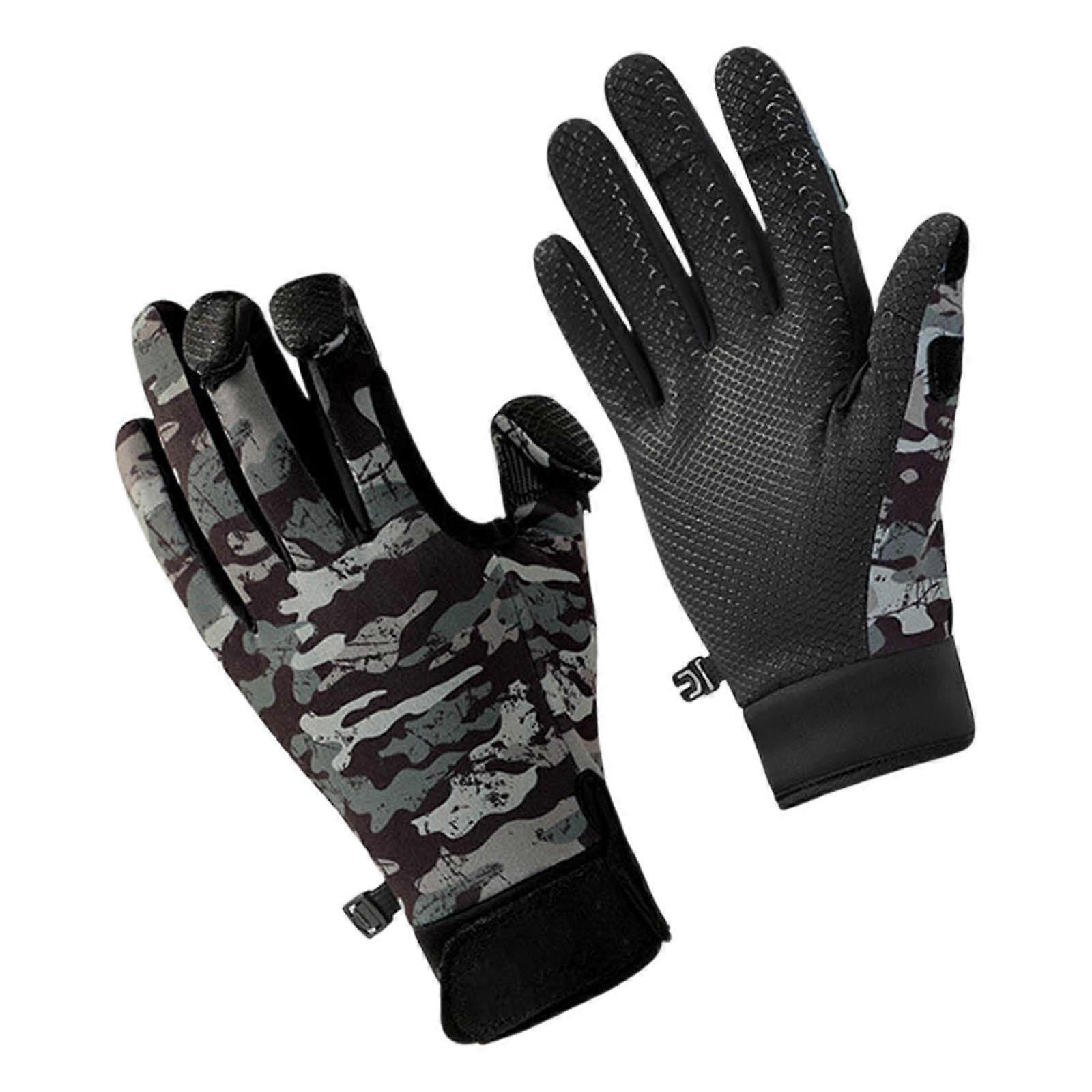 Multipurpose Winter Gloves For Outdoor Activity Exposing Thumb Index Finger Control Thermal Insulation  Jungle camouflage
